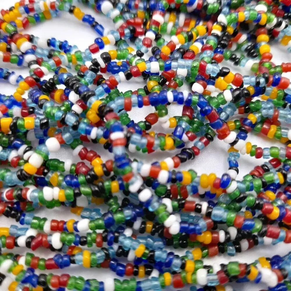 Vintage Multi-strand Glass Bead Necklace, Bohemian 28 Strands, 33 Inches